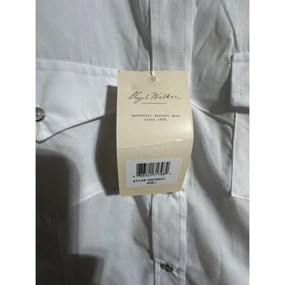 Ely & Walker White Long Sleeve Western Shirt W/ Snap Buttons & Front Pockets L - Picture 3 of 7